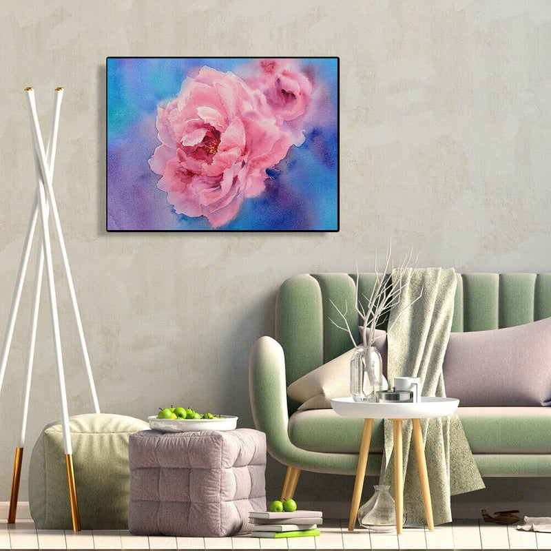 Pink Peony Oil Paint By Numbers DIY Handpainted on Canvas Wall Art Gift Unf
