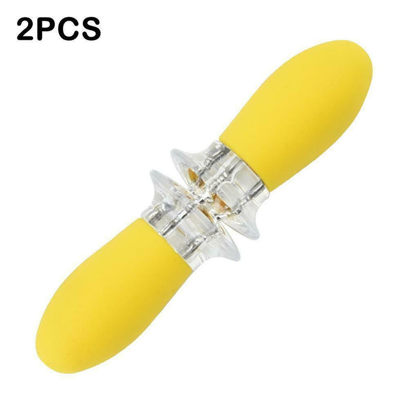 Steel Corn BBQ Forks Outdoor Party Kitchen Tool Yellow T3W8