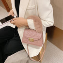 Elegant Women Messenger Bag Plush Handle Female PU Travel Shoulder Bag Clutches