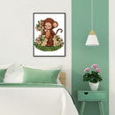 14CT Printed Partial Embroidery Set Monkey Baby Needlework DIY Cotton Craft Kit