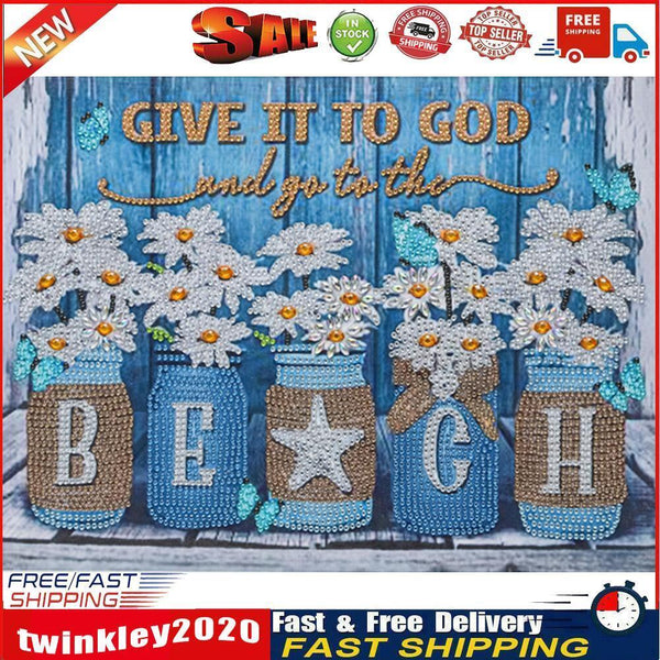 5D Diamond Painting DIY Flower Letters Partial Special Shape Drill (X064) Newly