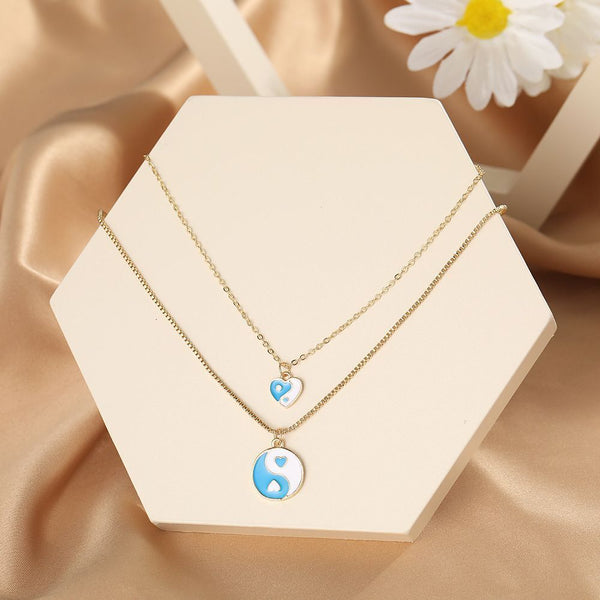 Women Girls Jewelry Tai Chi Round Love Choker Pendant Clavicle Chain Necklace
