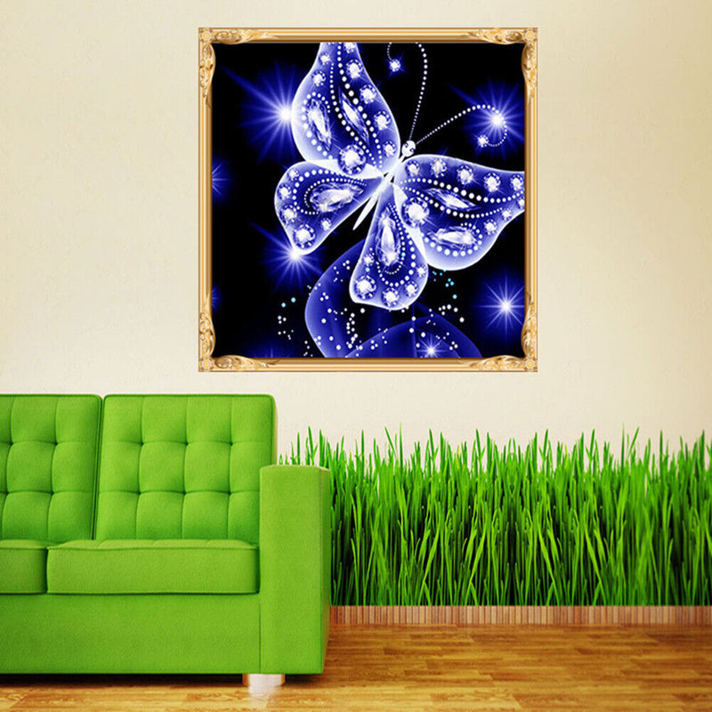 Butterfly Painting 5D Diamond Mosaic Embroidery DIY Cross Stitch Kit(Blue)