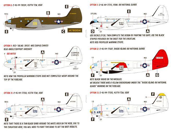 Caracal Decals 1/72 CURTISS C-46 COMMANDO USAF & USN Versions