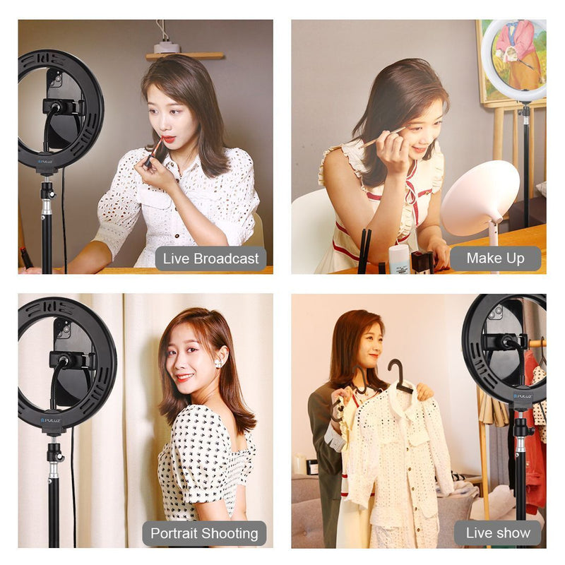 Dimmable 3 Color Temperature with 110cm Tripod LED Ring Light Video Light Kits