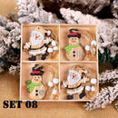 12Pcs Christmas Snowflakes Wooden Pendants Xmas Tree Hanging Ornament Decoration