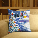 Snow Scene Stamped DIY Cross Stitch Throw Pillowcase 6CT Kit for Car Office Sofa
