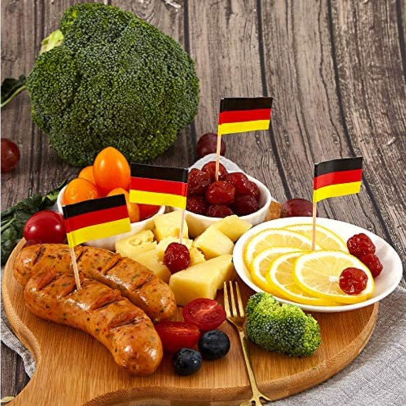 Germany Toothpick Flags - Mini Stick Cupcake Toppers & Country Party Decors