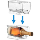 1x Pantry Fridge Stackable Plastic Wine Rack Holder Clear Wine Bottle Organizers