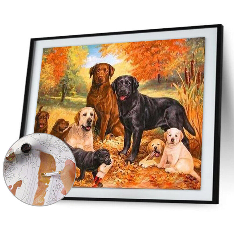 Acrylic Painting By Numbers DIY Dog Drawing Hand Painted Wall Pictures Craft