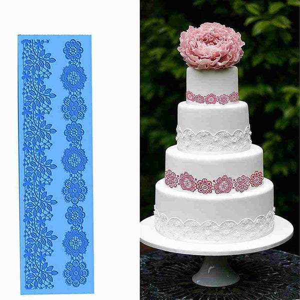 Large Flower Lace Silicone Fondant Cake Decorating Weddin Mat Mould Mold g L0O7