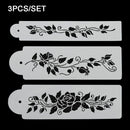 3PCS/SET Icing Lace Mould Decor Border Tree Vine Leaves Fondant Cake Stencil