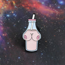 Milk Bottle Brooches Strawberry Badges Creative Pins Jacket Lapel Accessories