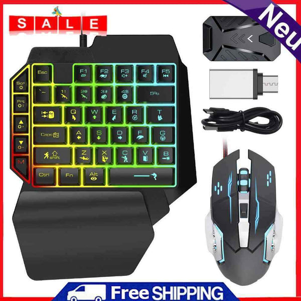 Wired Mechanical Backlight Keyboard RGB Mouse Converter Combo Set for PS4/PS5