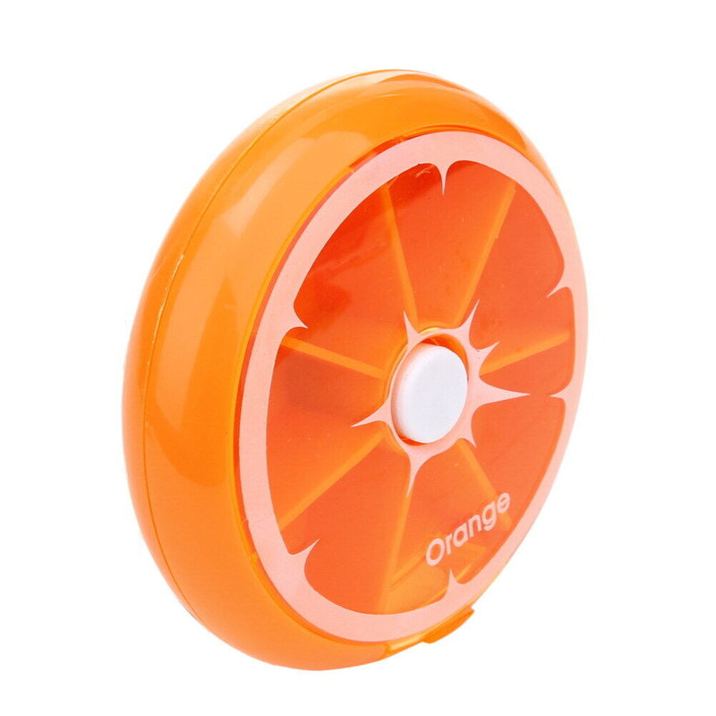 Outdoor Travel Pill Portable 7 Day Rotating Pill Case Orange