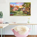 Painting By Numbers DIY Village Scenery Hand Painted Canvas Oil Art Picture Kit