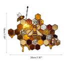 Stained Glass Bee Honeycomb Hanging Suncatcher Ornaments Window Garden Decor