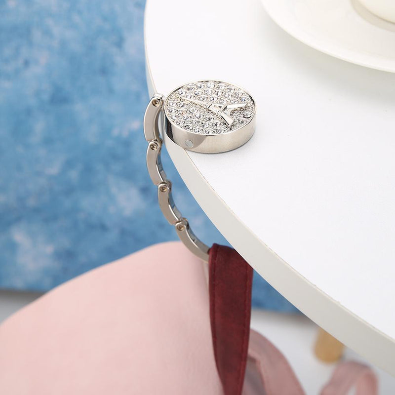 5pcs Portable Metal Foldable Bag Hook Holder Purse Hanger (White)