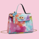 Retro Women Tie Dye Printing Messenger Bag Chain Mini Flap Handbags (Color)