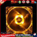 LED Light CPU Cooling Fan Computer PC Clear Case Quad 12CM Heatsink Yellow Newly