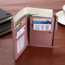 Flowers Embroid Women Short Wallets PU Leather Coin Card Holder Clutch/Pink