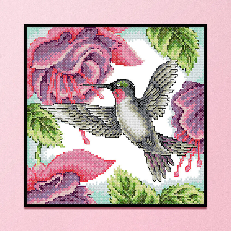 Partial Cross Stitch Art Paint 14CT Stamped Hummingbird Embroidery Wall Ornament