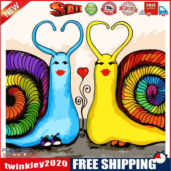 Love Snail Oil Paint By Numbers Kits Canvas Drawing DIY Cartoon Animal Art