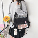 Korean College Handbags Large Capacity Tote Bags Multi-pocket for Student School