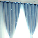 aediea window curtain, hollowed out, stars, for home, living room, sky blue,