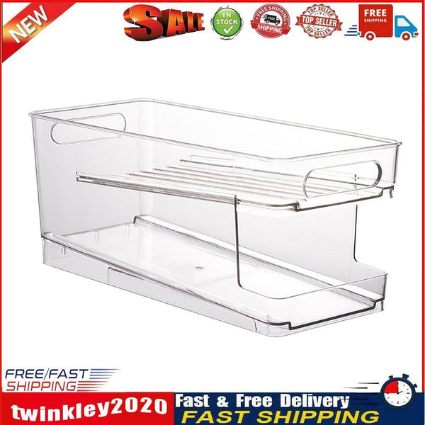 Beer Soda Storage Box 2 Layer Refrigerator Auto Rolling Beverage Can Racks Newly