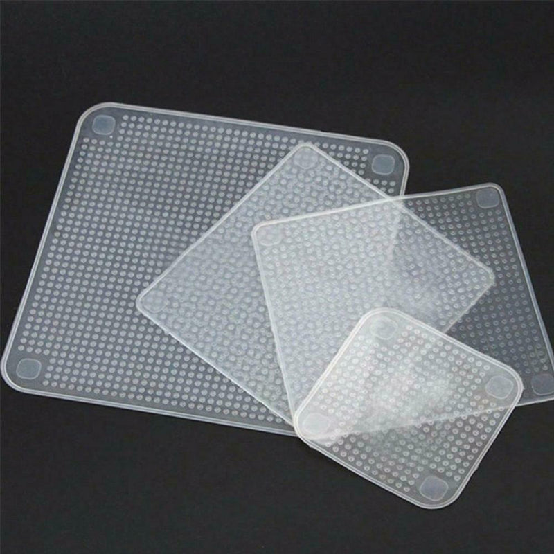 4X Set Reusable Silicon Wraps Cover Stretch and Fresh V5 2019 Kitchen Food S6X2