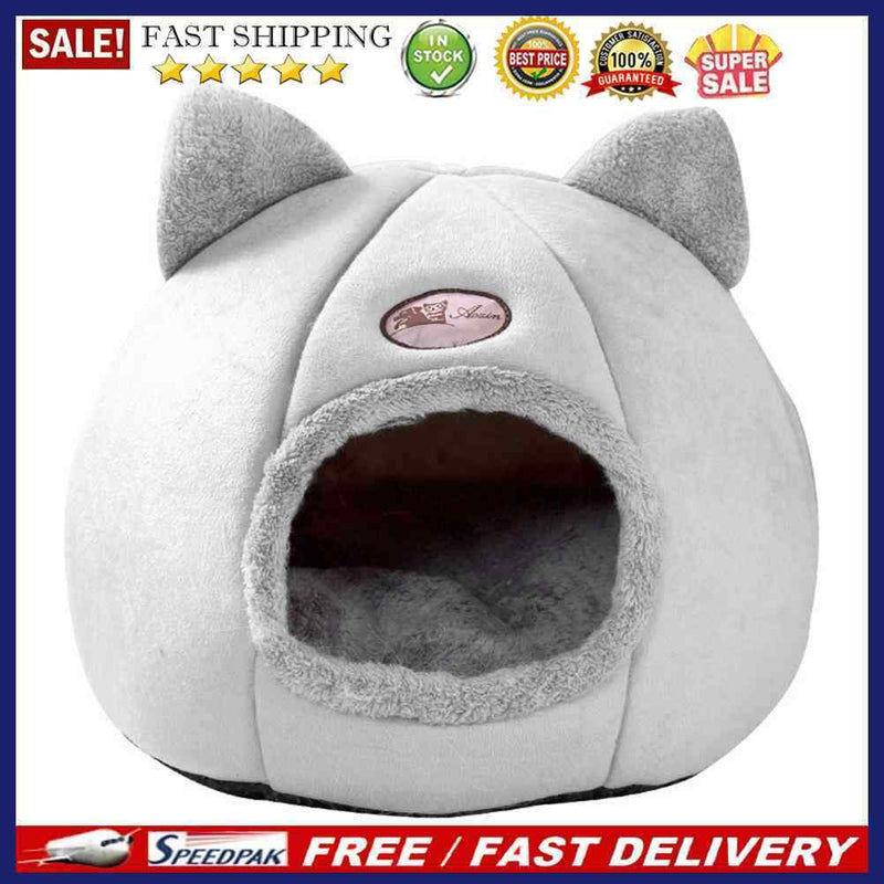 Pet Dog Cat House Foldable Kennel Winter Warm Nest Puppy Sleeping Cave (L)