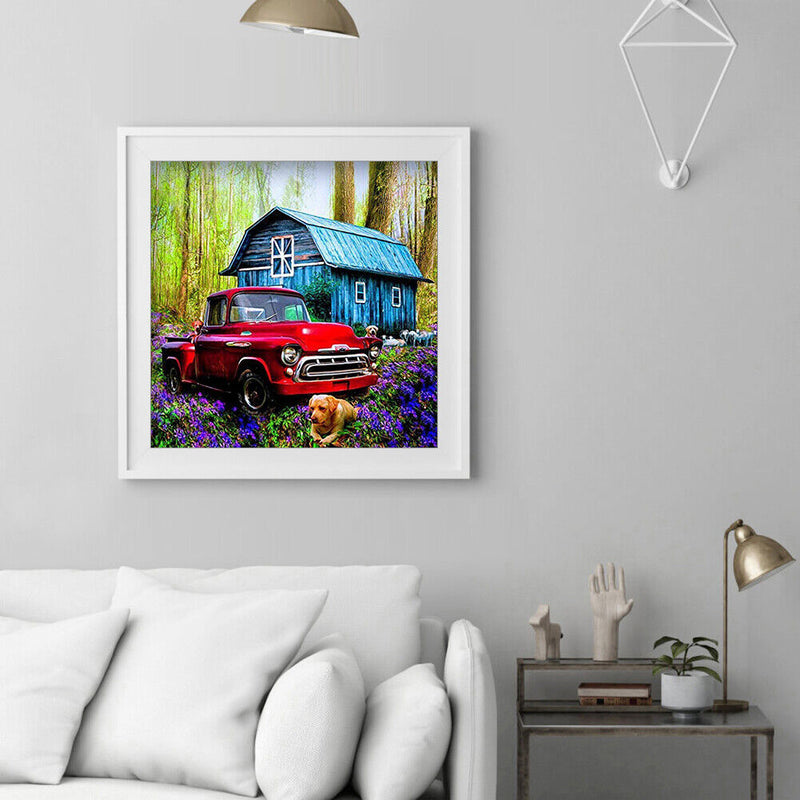 DIY Rhinestone House Car Dog Pictures Full Round Drill Diamond Painting Kit 5D