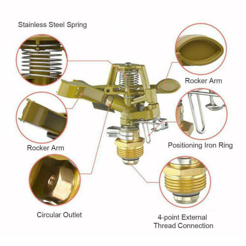 Automatic Rotating Watering Metal Spike Sprayer Garden Irrigation Sprinkler Tool