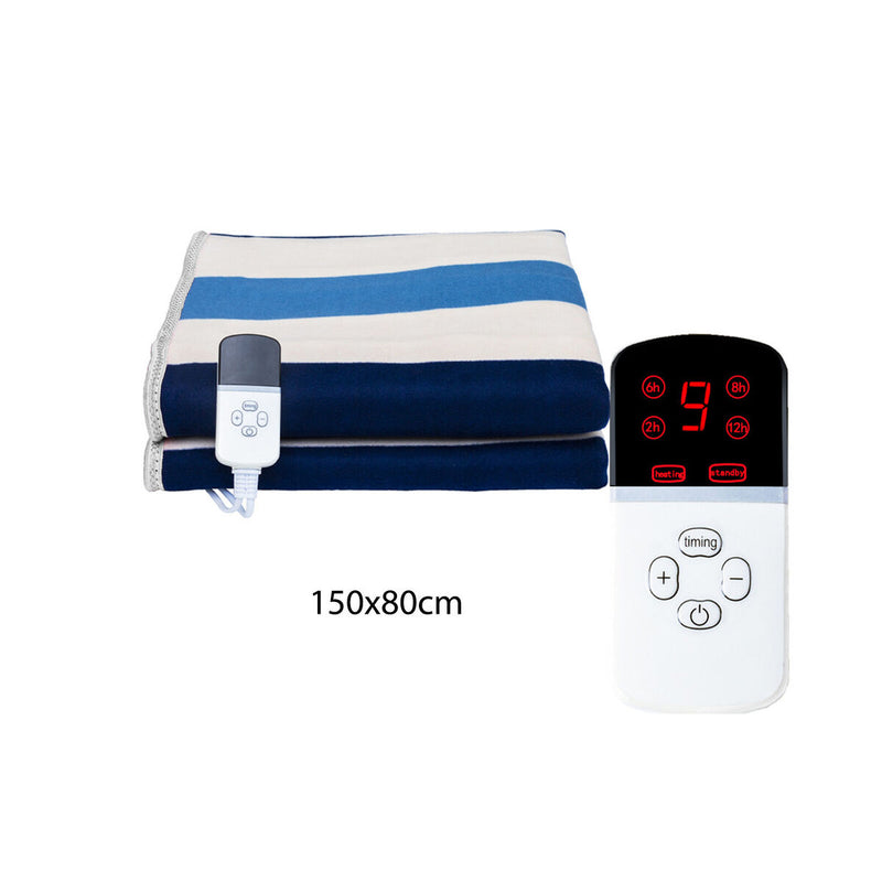 Fleece Electric Blanket Temperature Control Striped Electric Warmer for Winter