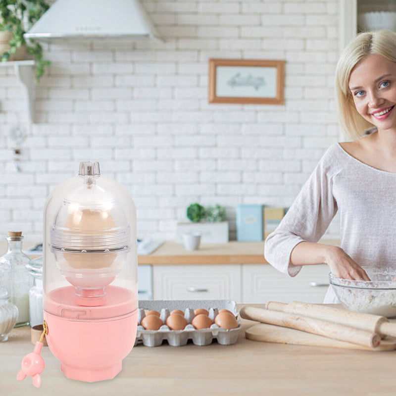 Manual Egg Shaker Egg Scrambler Puller White Yolk Mixer Blender (Pink)
