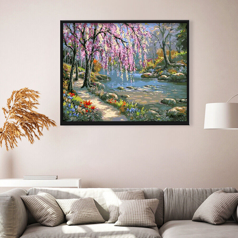Y Painting by Numbers Romantic Creek Oil Painting on Canvas Hand Painted, Landscha