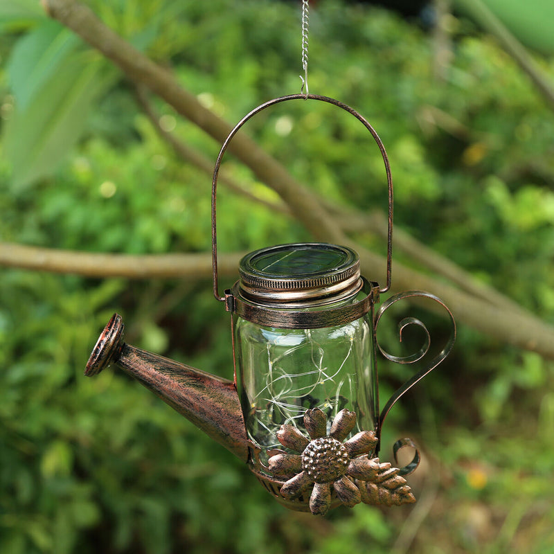 Watering Can LightsSolar Powered Metal Decorative Yard Art for Patio Yard Garden