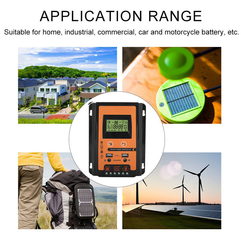 30 Amp MPPT LCD Solar Charge Controller Regulator 12V 24V with Dual USB Output