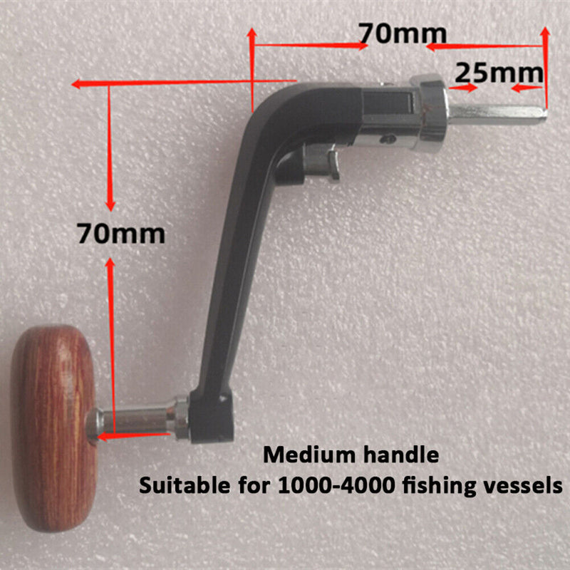 Foldable Spinning Reel Handle Metal Fishing Wheel Rocking Arms Wooden Grip Kn