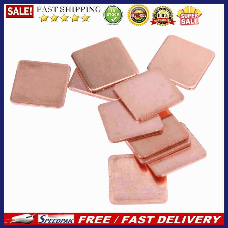 10 pcs 15mmx15mm 0.3mm  Heatsink Copper Shim Thermal Pads for Laptop