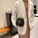 Fashion Rhombic Crossbody Bucket Bag Women Drawstring Chain Shoulder Handbags