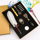 Retro with Nib Ink Bottle Calligraphy Feather Writing Dip Pen Kit (White) Newly