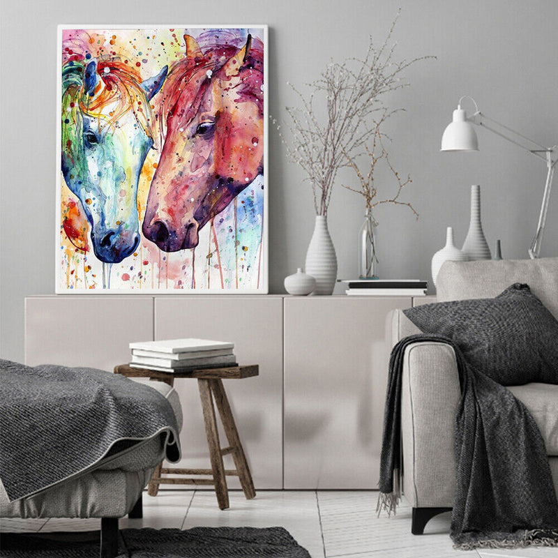 Hand Painted Oil Paint by Numbers DIY Horse Drawing Wall Hanging Decoration