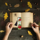 Tassel Red Flowers Leather DIY Special Shape Diamond Painting Bookmark Art Craft