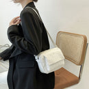 Women Autumn Winter Fashion Lamb Wool Pure Color Messenger Bags Shoulder Bag