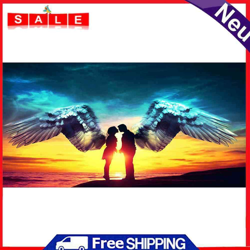 DIY Round Drill Diamond Painting Kit Beach Couple Rhinestone for Beaded Art
