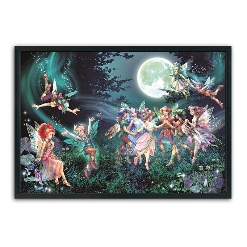 80x58cm DIY Stamped Cross Stitch Kit Fairy in Moon 11CT 3 Beaches Needlework Set