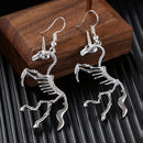 Lady Wedding Party Novel Skeleton Drop Earrings Horse Pendant Dangle Earrings