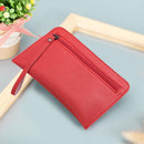 Women Solid Zipper Clutch Wallet Leather Coin Purse Soft Phone Bags (Red)